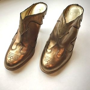 Jessica Simpson Metallic Bronze Leather Mules